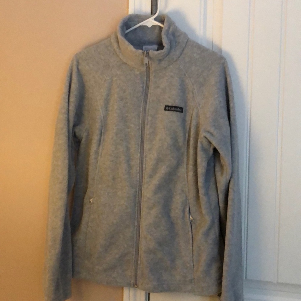 Zipper front, heather gray workout jacket